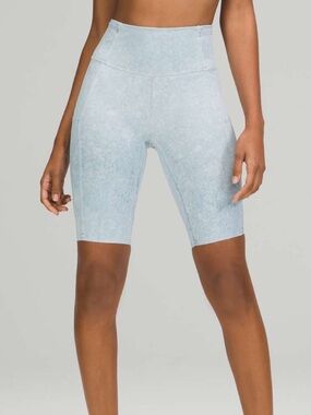 Lululemon Fast & Free 10" High Rise Short City Grit Blue Fog 6 Pockets Size 4